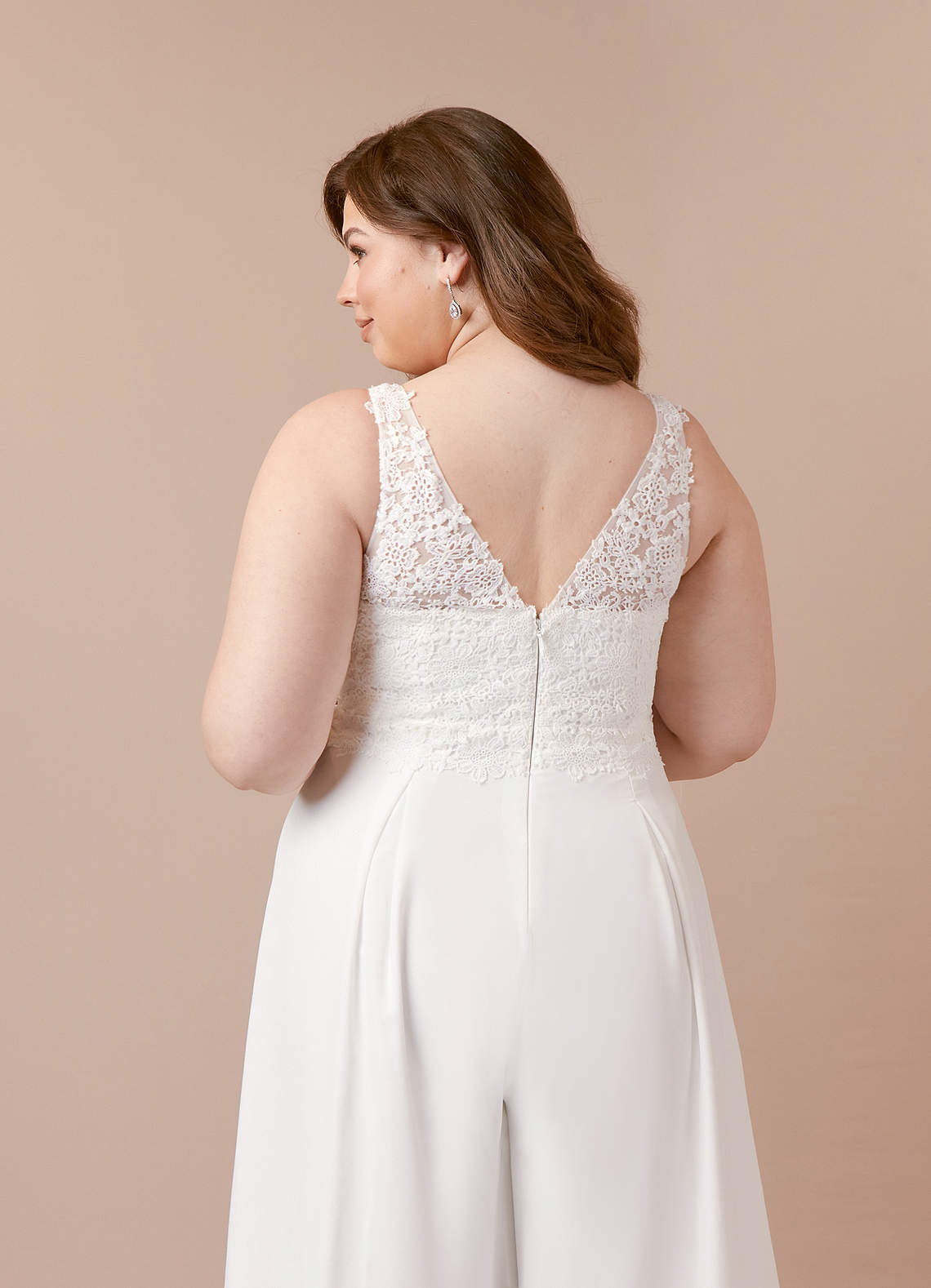 Azazie Florine Wedding Dresses Diamond White Pant Styles V-Neck Lace Chiffon Dress image11