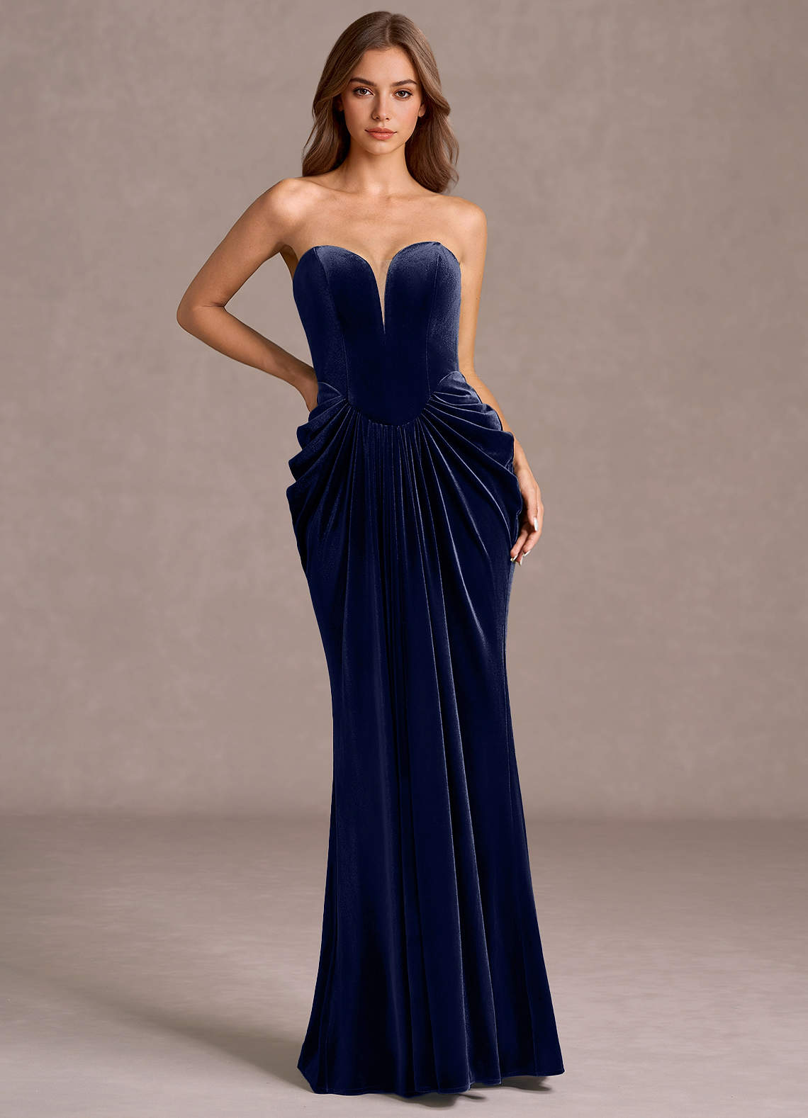 Azazie Navy Sleeveless Mermaid Evening Dress / Gown