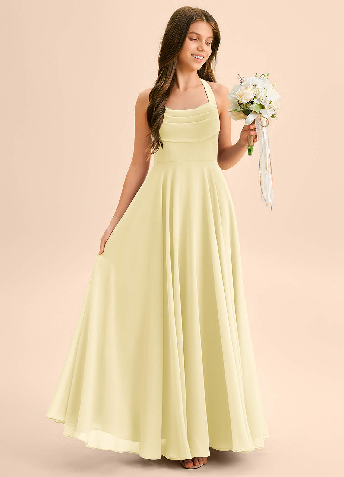 Azazie Kady Junior Dusty Rose A-Line Sweetheart Neckline Chiffon Dress image4