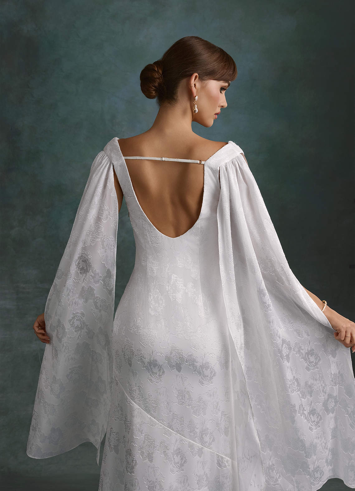 Azazie Georgina Wedding Dresses Diamond White Sheath Floral Burnout Dress image6