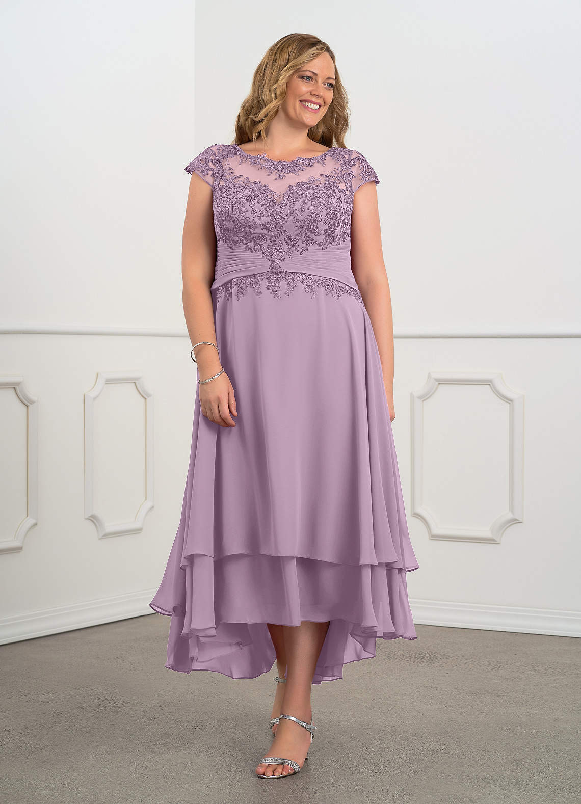 Azazie Shonda Moeder van de bruid jurken Jurk van Chiffon Kant Blauweregen image1