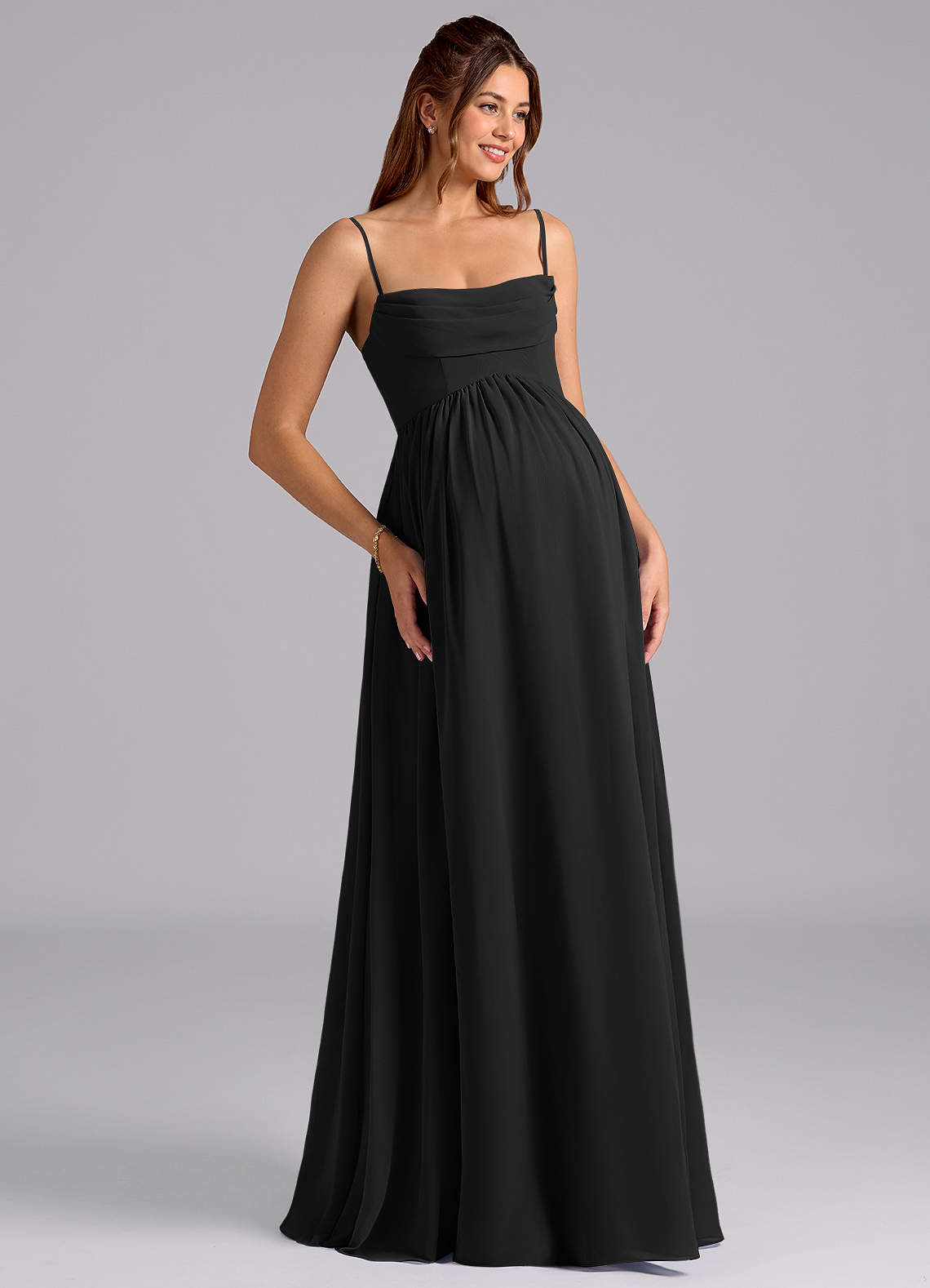 Azazie Saige Maternity Bridesmaid Dresses A-Line Pleated Chiffon Floor-Length Dress image6