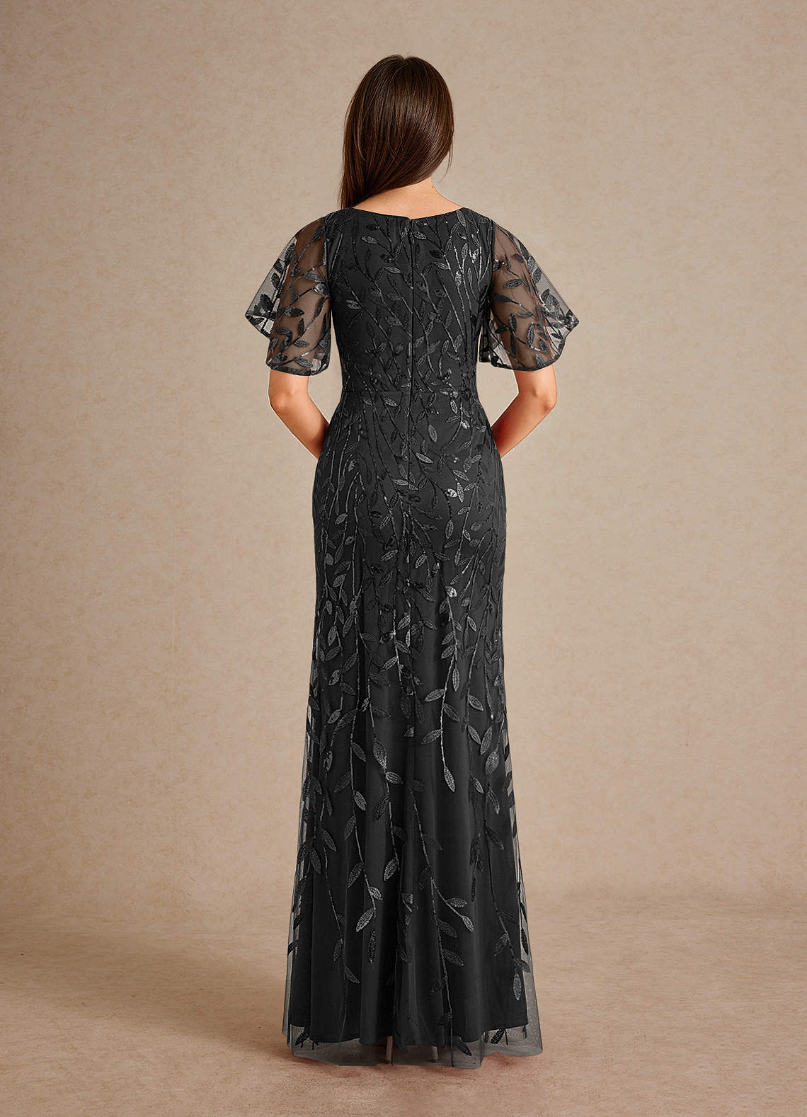 Azazie Milan Mother of the Bride Dresses Black Sheath Sequins Dress image2