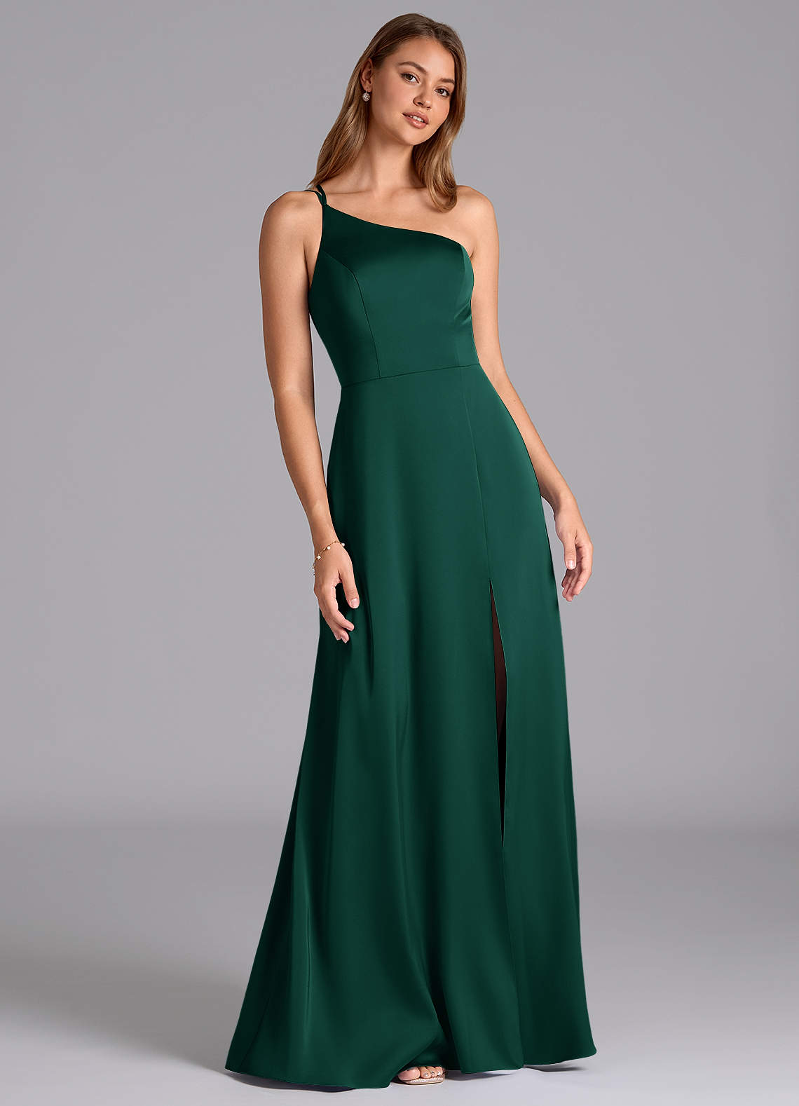 strapless open back dress Sam Crepe One-Shoulder Slit Formal Dress in Black | Size: S | Crepe Fabric main image 1