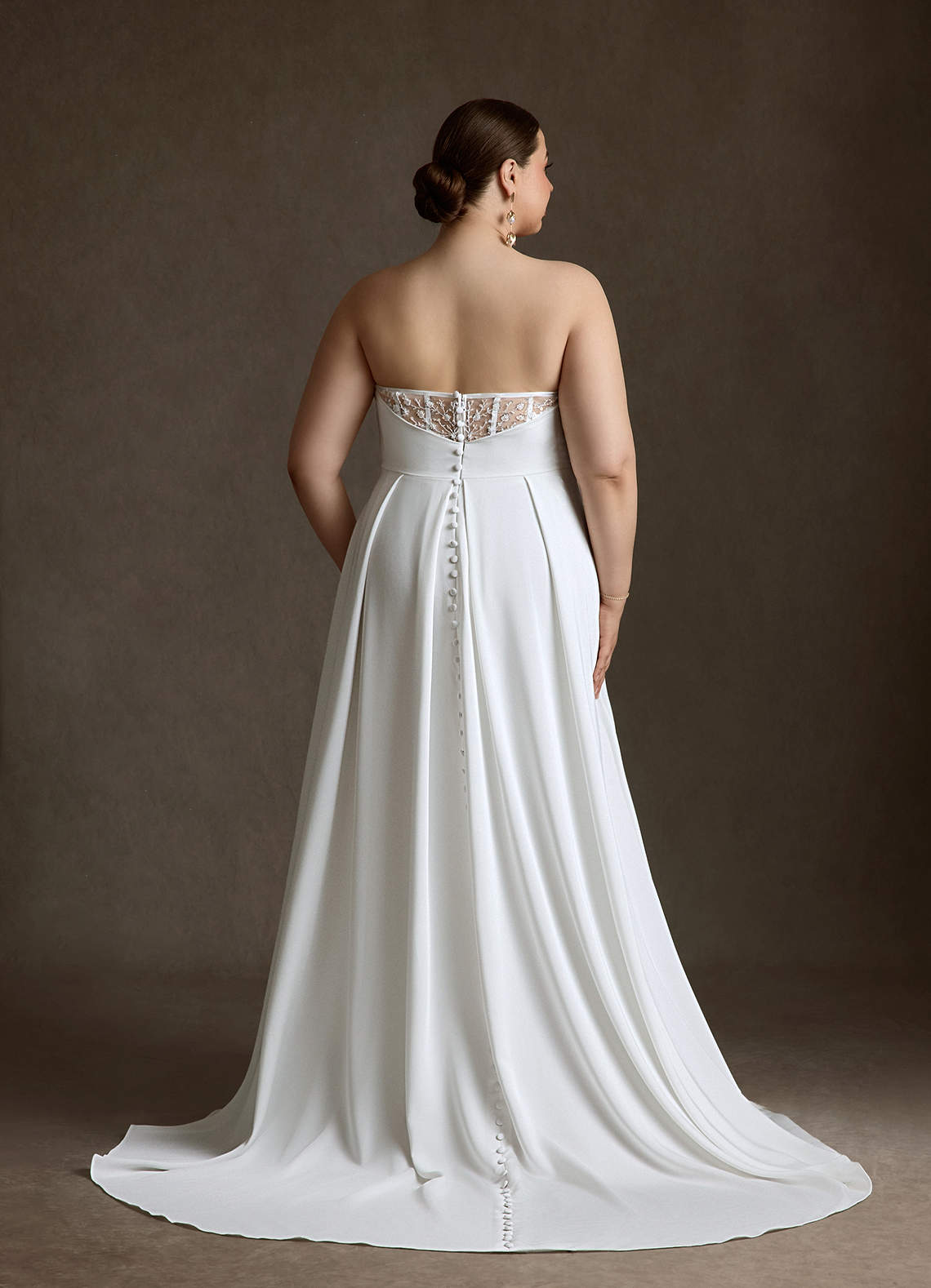 Azazie Marisela At-home Try On Dresses Diamond White A-Line Sequins Crepe Back Satin Dress image8