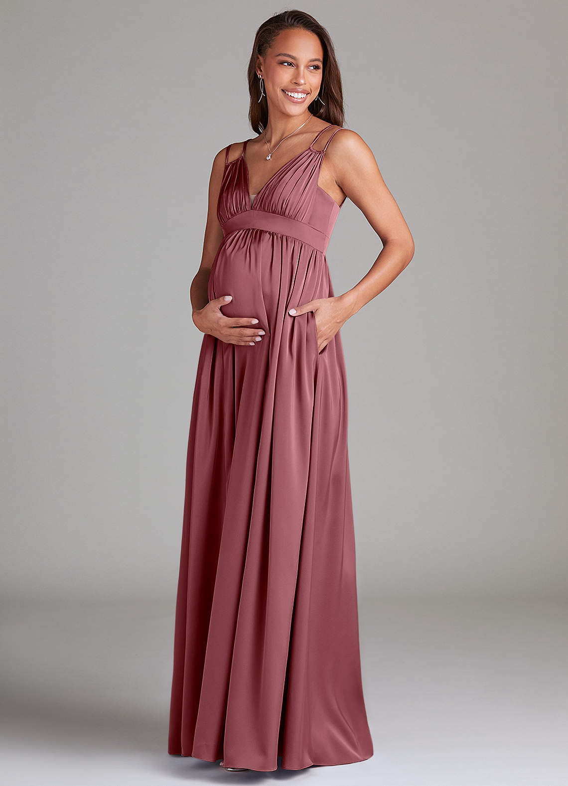 Azazie Emree Desert Rose Maternity Bridesmaid Dresses | Azazie