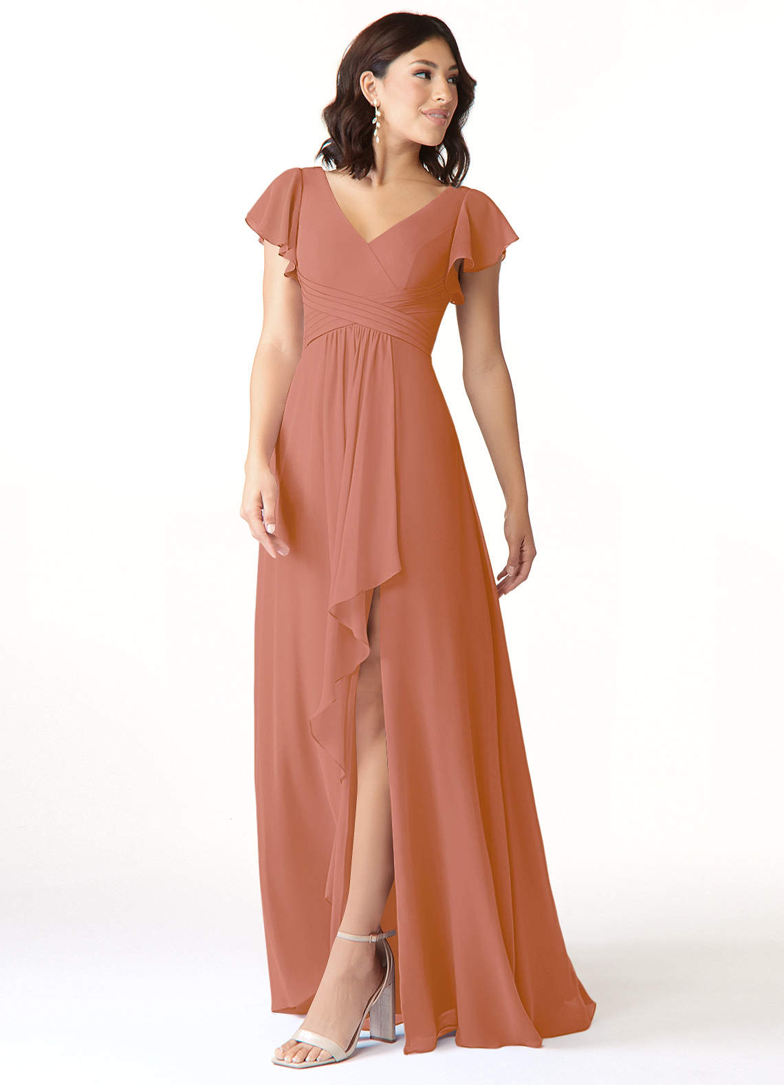 Azazie Omari Bridesmaid Dresses MAI TAI A-Line Chiffon Dress image3
