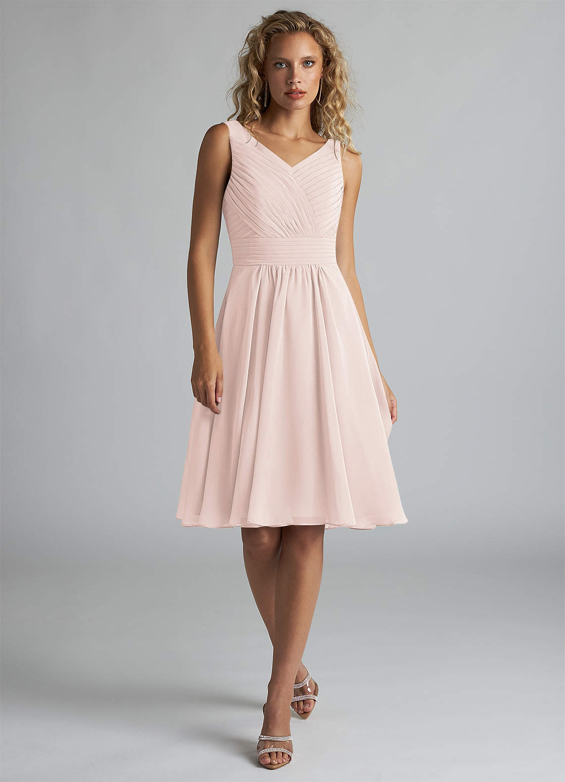 Azazie Grace Bridesmaid Dresses Rose Petal A-Line Pleated Chiffon Dress image1