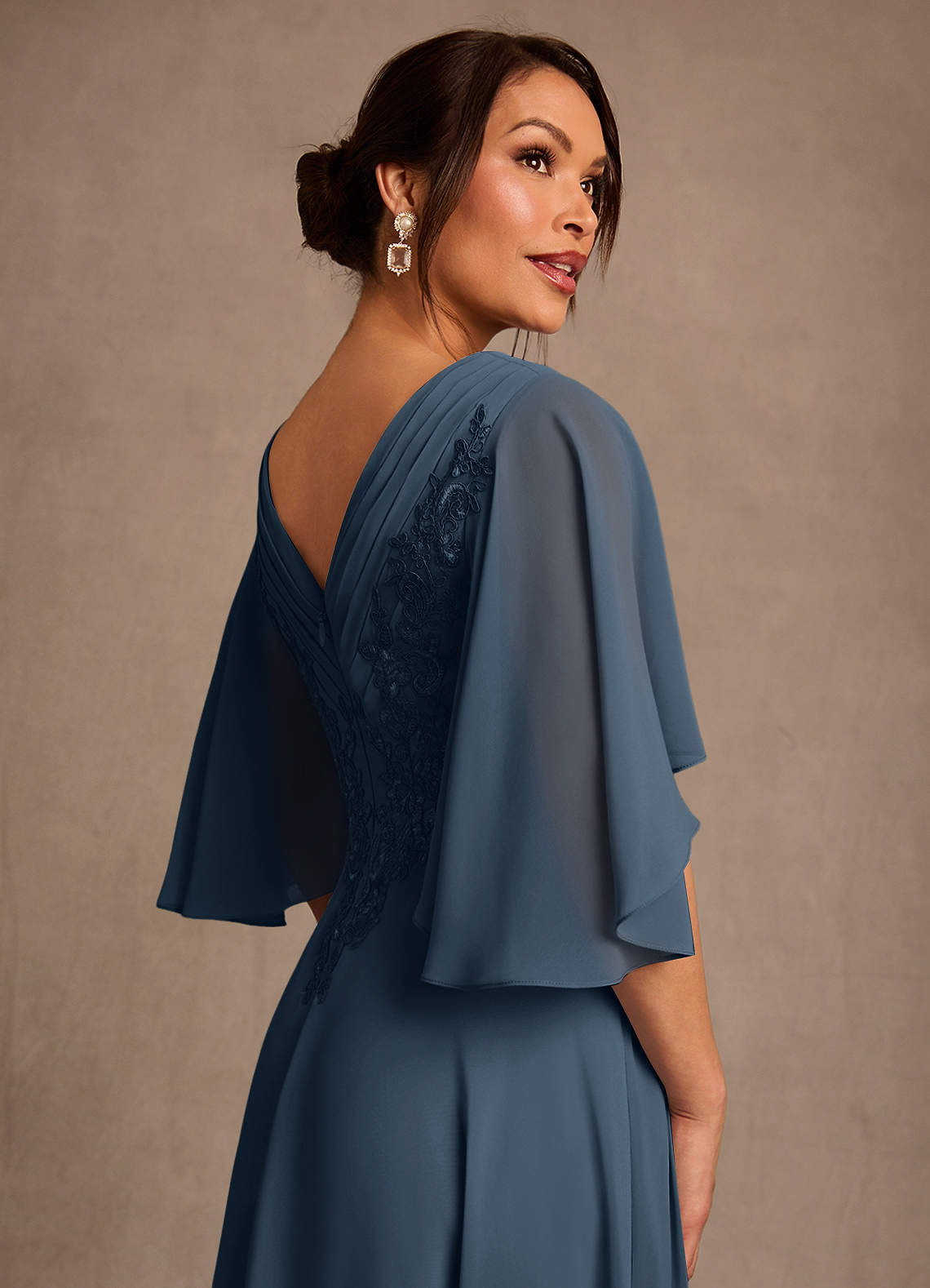 Azazie Tilda Neptune A-Line Lace Chiffon Dress | Azazie
