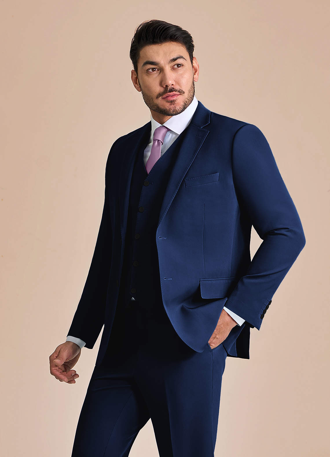 front James Blue Structured Stretch Suit Jacket