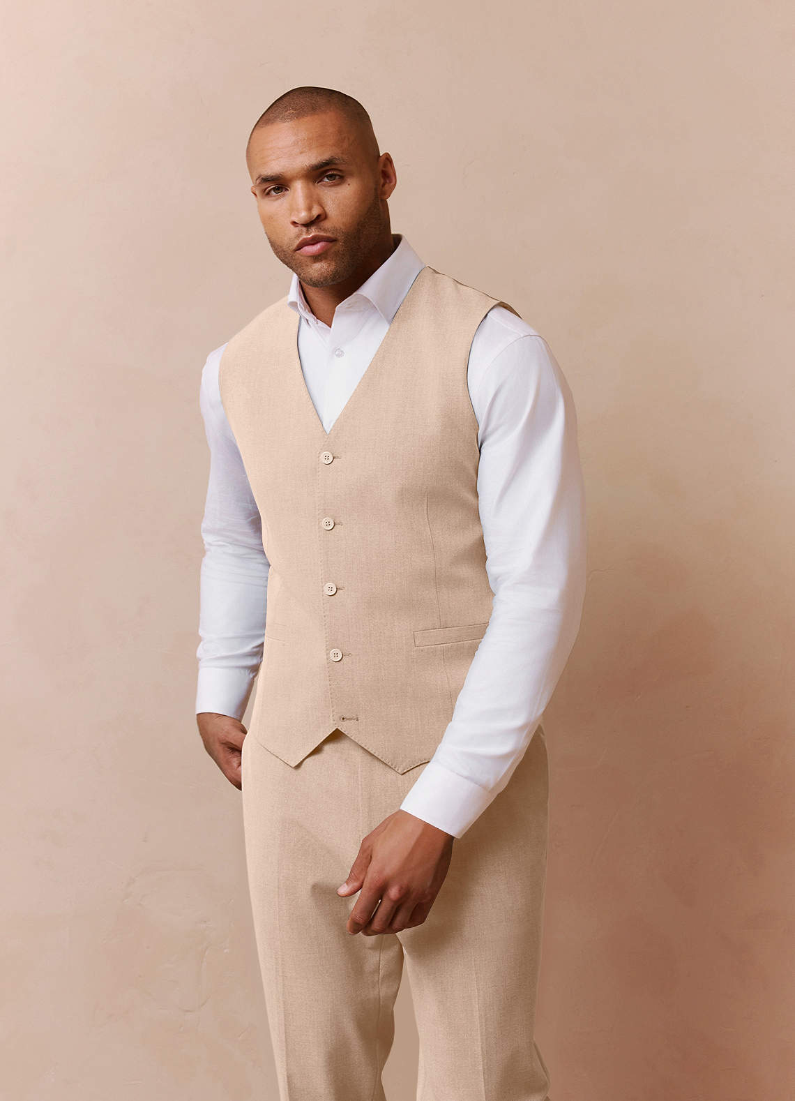 front Savile Tan Wool Blend Suit Vest