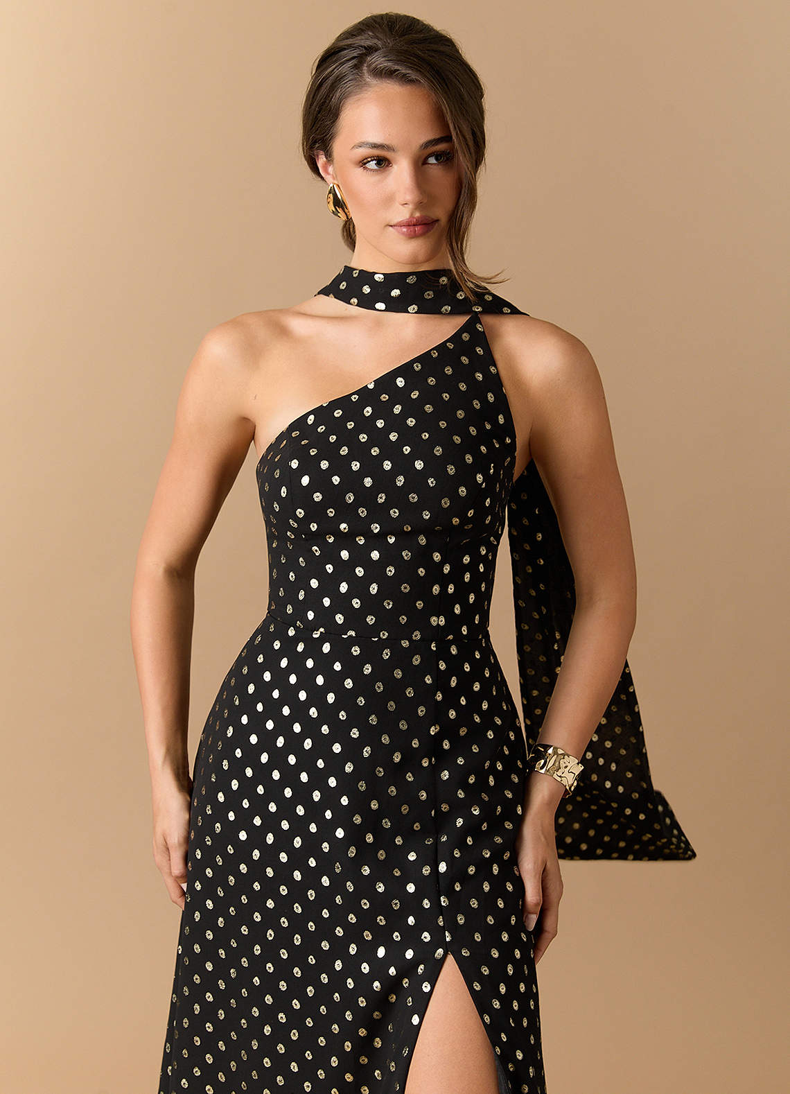black gold polka dot dress Kiera Polkadot Maxi Size:M/L