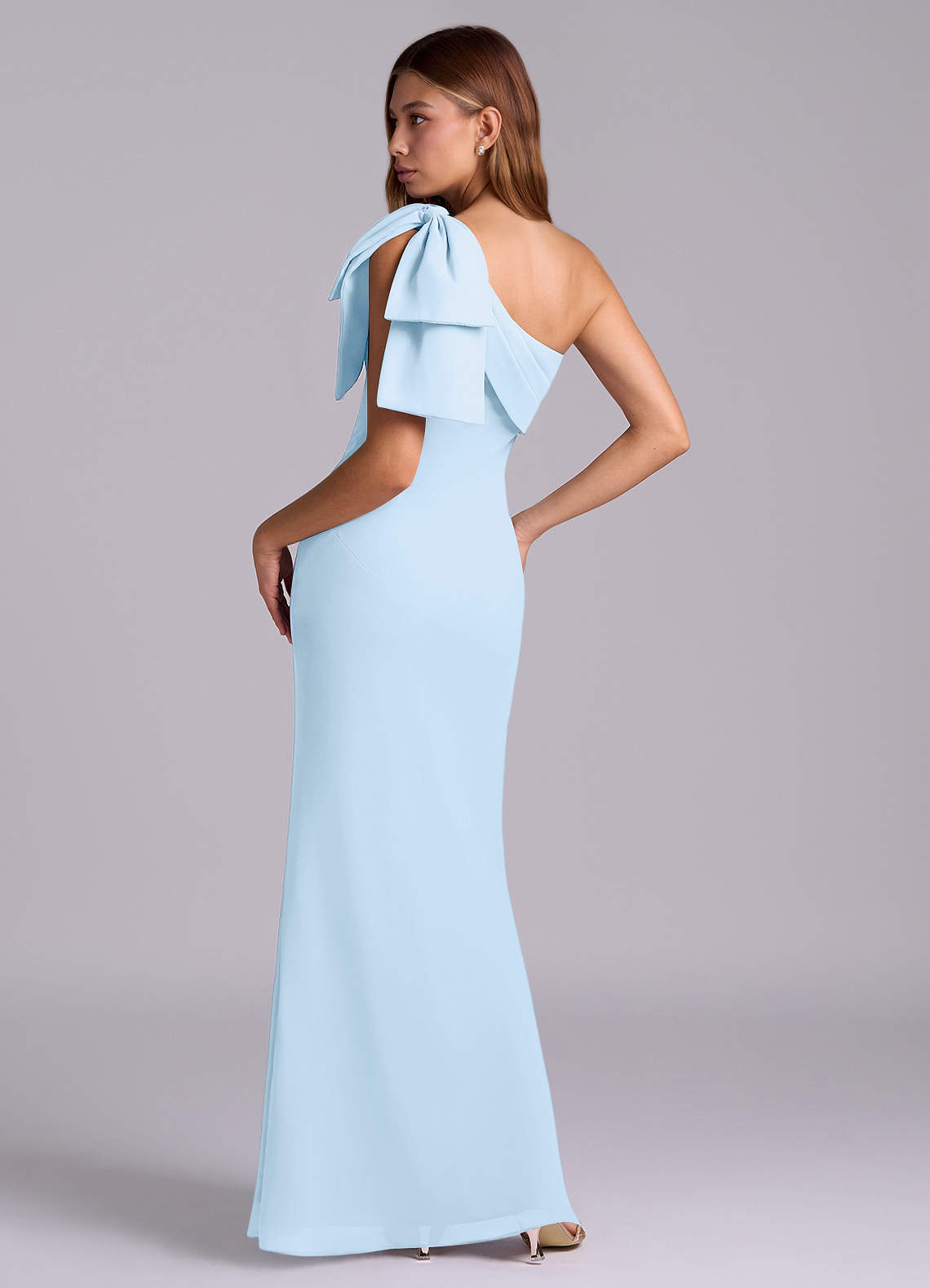 Azazie Yuanna Bridesmaid Dresses Sky Blue Mermaid One Shoulder Chiffon Dress image5