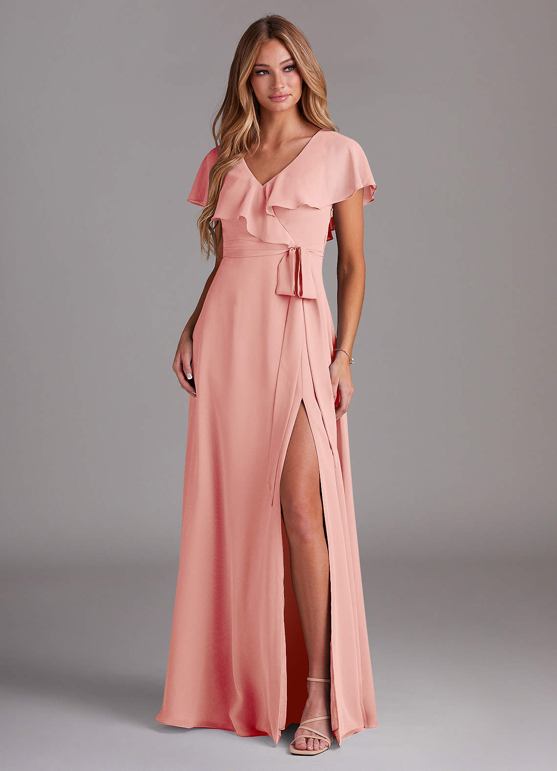 Azazie Lainey Rosette Chiffon Bridesmaid Dresses | Azazie