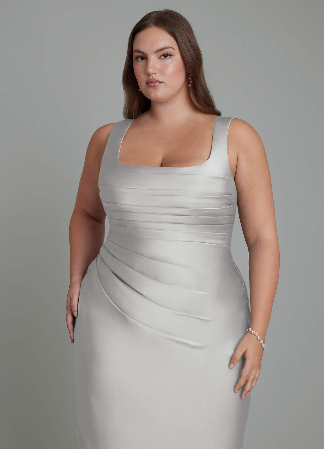 Azazie Agustina Bridesmaid Dresses Silver Mermaid Corset Stretch Satin Dress image11