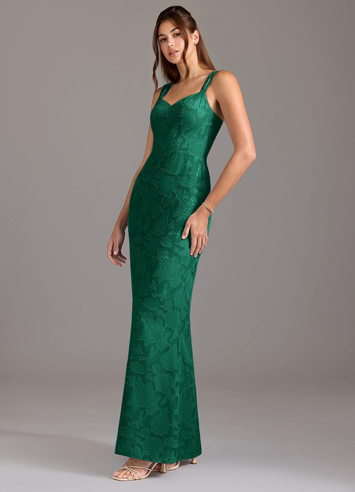 Azazie Denice Emerald Floral Burnout Bridesmaid Dresses | Azazie