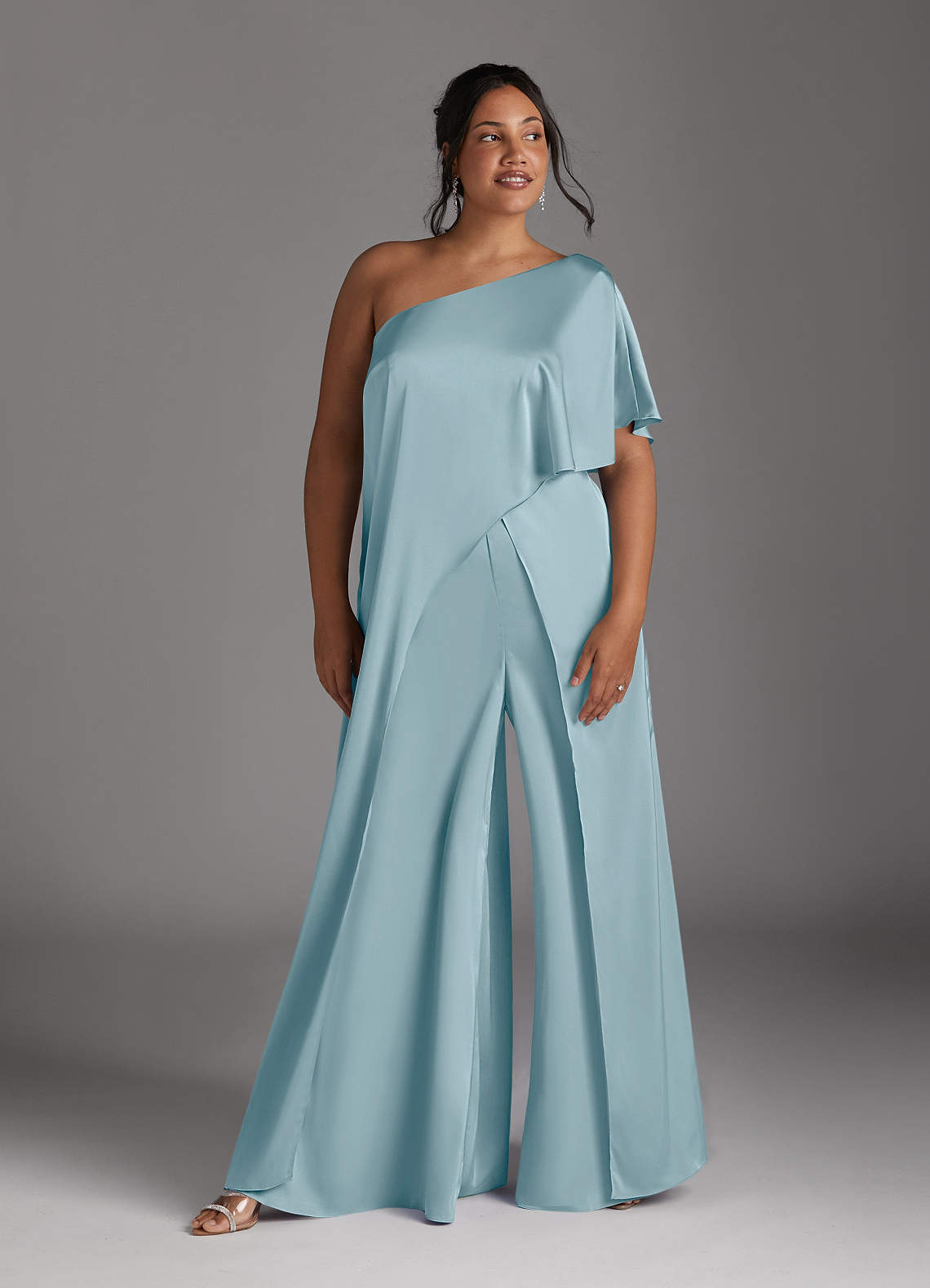 Azazie Hagretta Moody Blue Jumpsuit/Pantsuit Stretch Satin