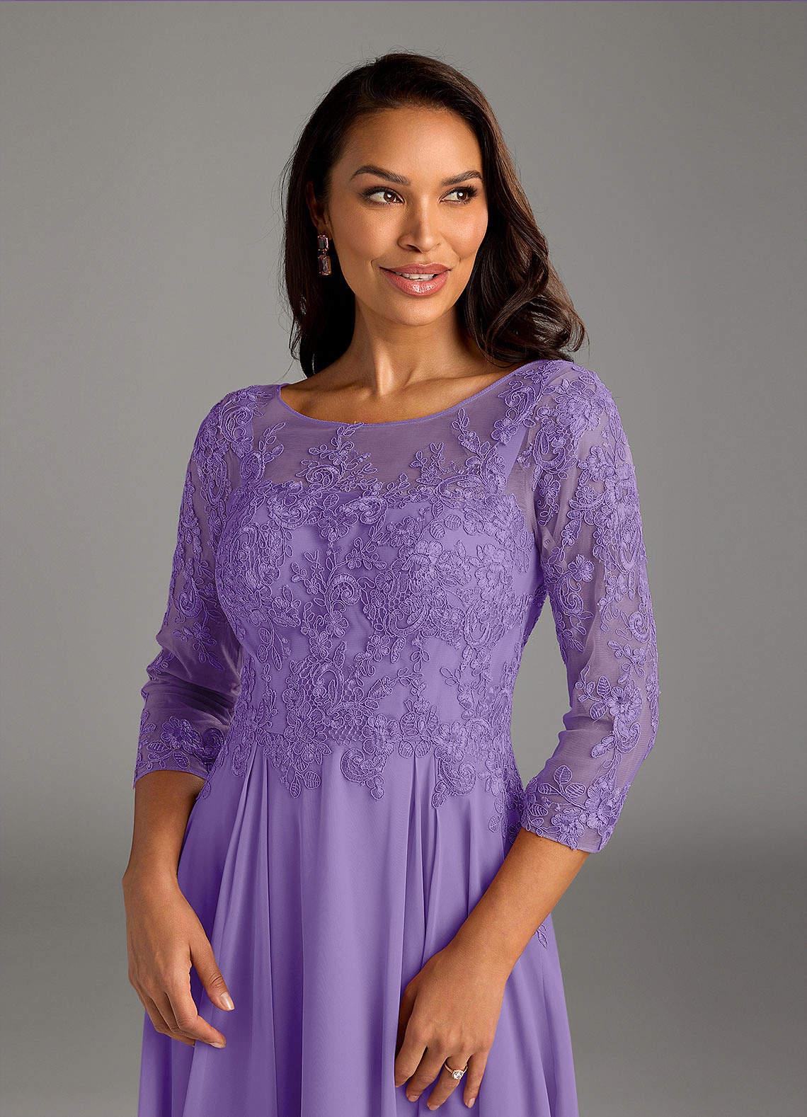 Azazie Marge Mother of the Bride Dresses Tahiti A-Line Scoop Lace Chiffon Dress image4