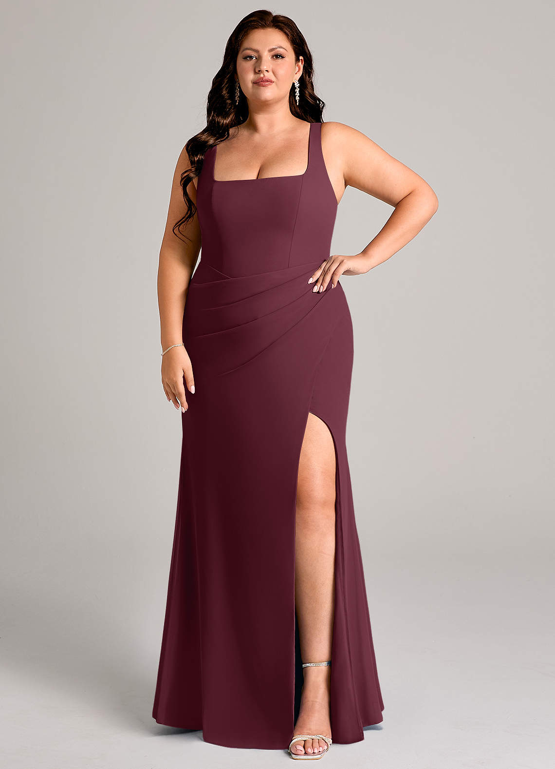 sachin and babi light blue dress Azazie Mero Cabernet Chiffon Bridesmaid Dresses