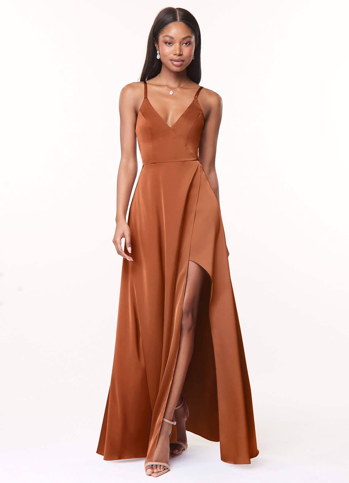 chinese dress ladies Sample Copper Brooke Satin Dress main image 1