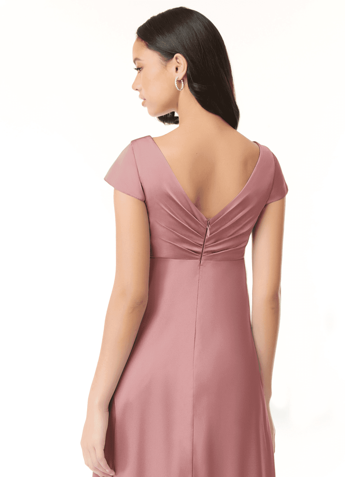 Azazie Allessia Maternity Bridesmaid Dresses A-Line Pleated Stretch Satin Floor-Length Dress image6