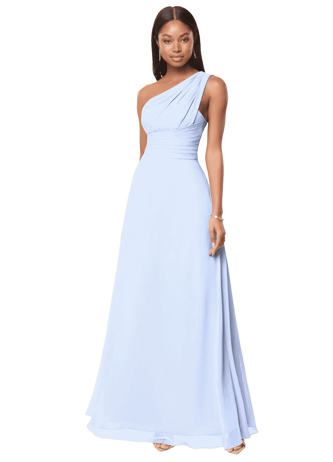Azazie Ashley Bridesmaid Dresses Ice A-Line Ruched Chiffon Dress image1