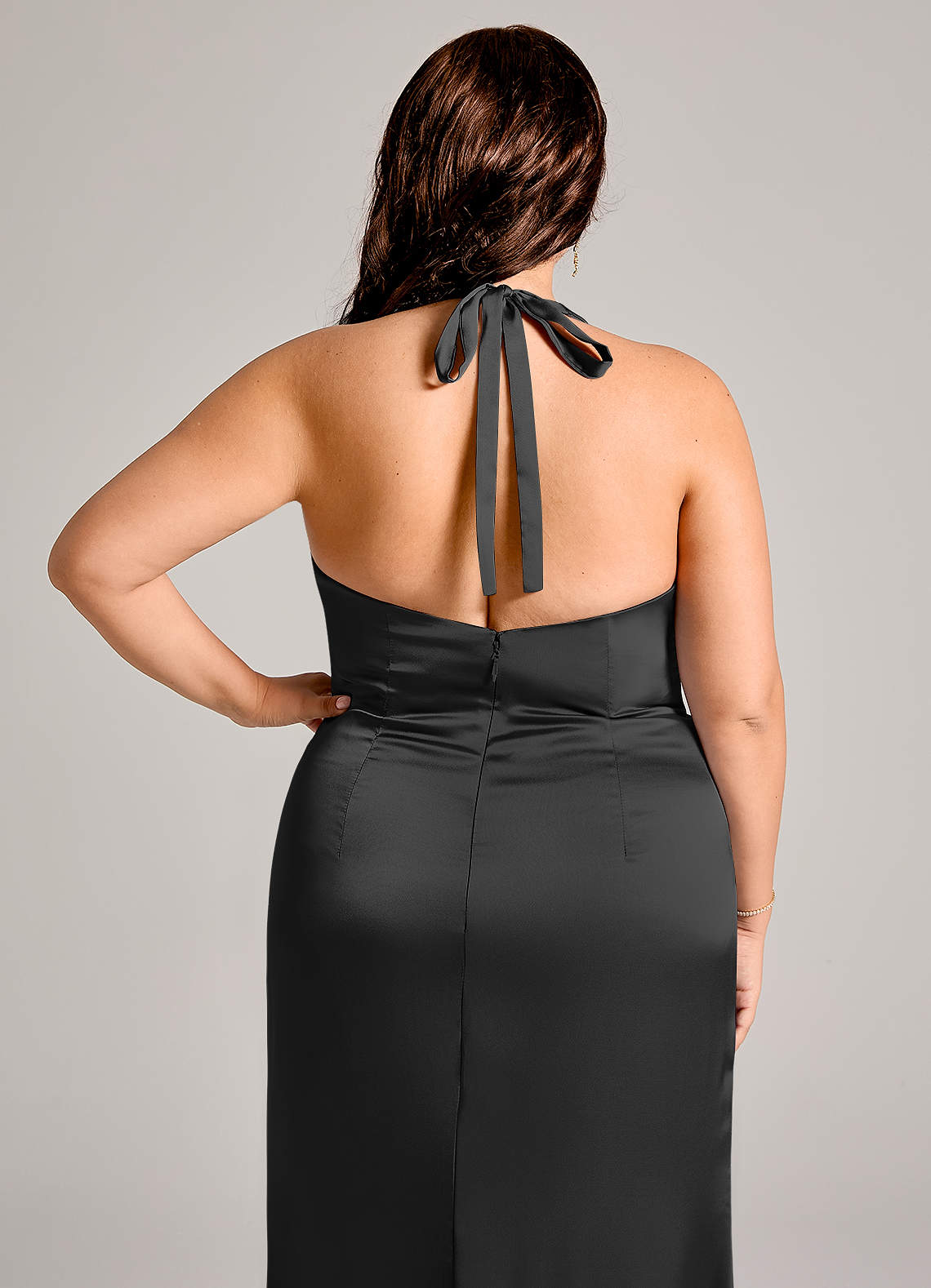 Azazie Valerie Klänningar att prova hemma Klä av Sjöjungfru i Stretch Satin Plisserad Svart image7