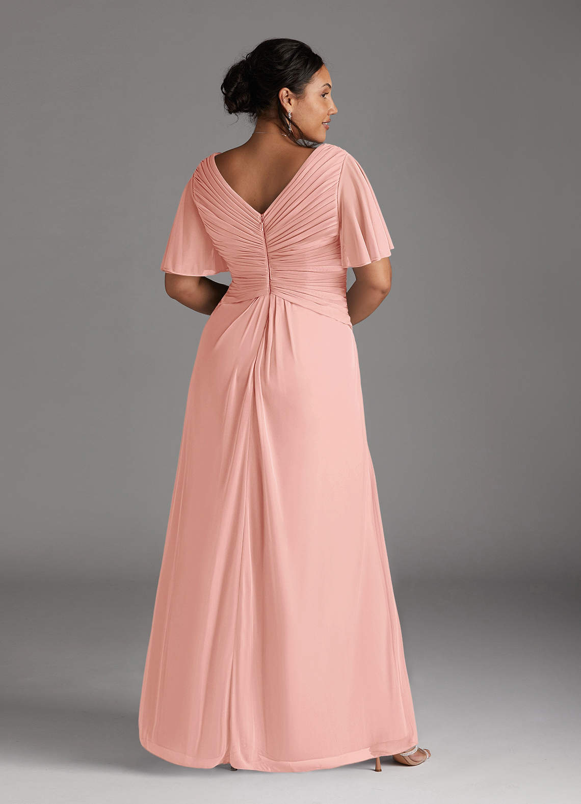 Azazie Emmeline Mother of the Bride Dresses Rosette A-Line V-Neck Pleated Mesh Dress image6