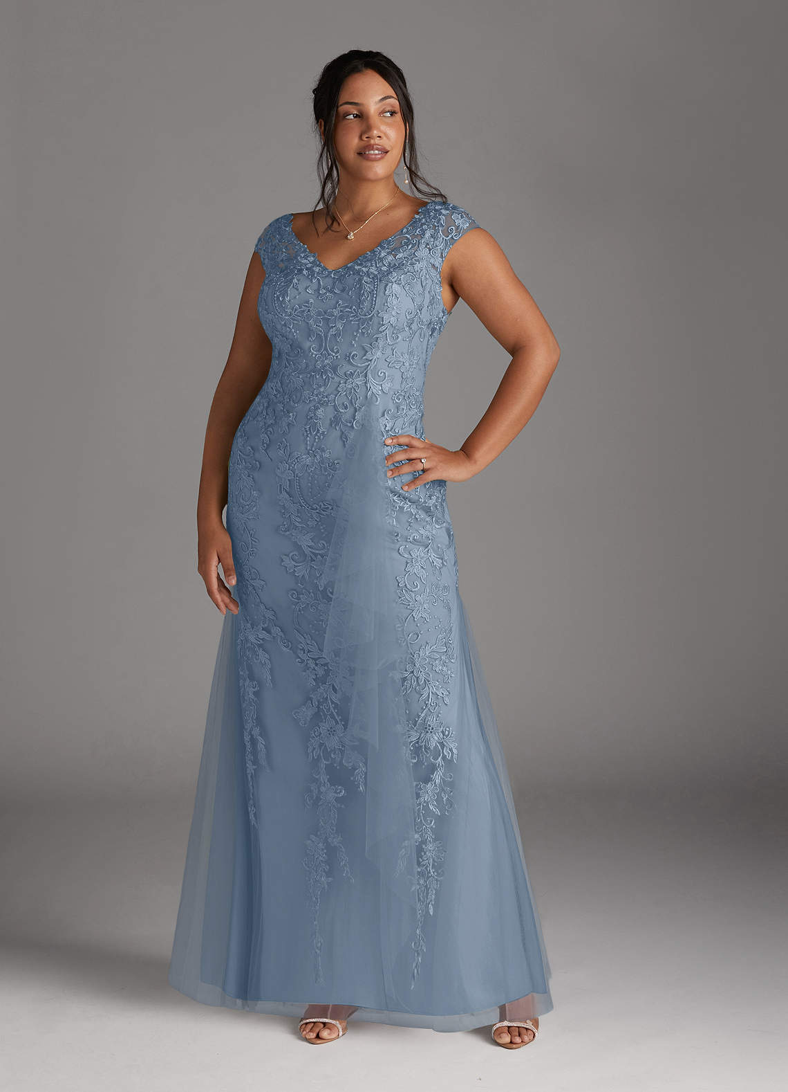 Tulle Dress Plus Size Dusty Blue Dress Drama Ball Gown Wedding Dress Dusty  Blue Tiered Tulle
