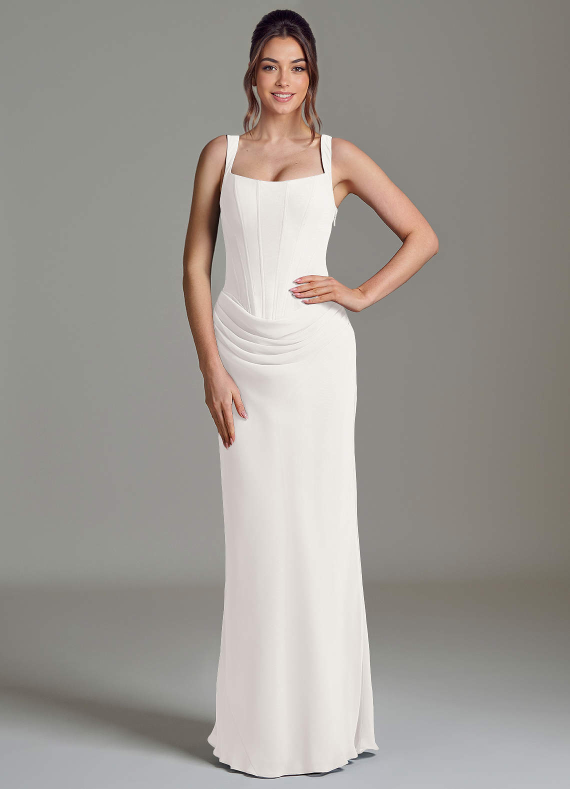 Azazie Niamh Ready to Ship White Chiffon Bridesmaid Dresses | Azazie