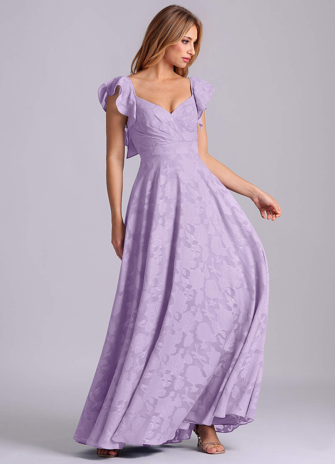 Different Shades Of Purple Bridesmaid Dresses Azazie A-Line Sweetheart  Floor-Length Floral Burnout Bridesmaid Dresses Lilac