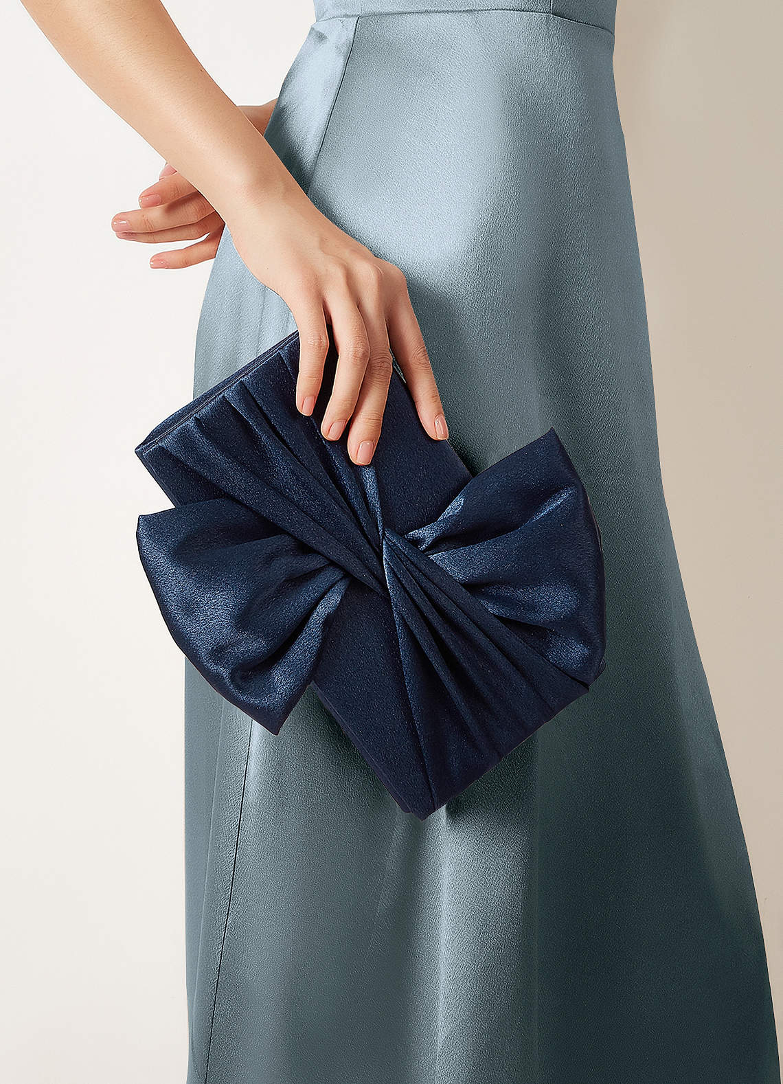front Satin Twist Bow Clutch