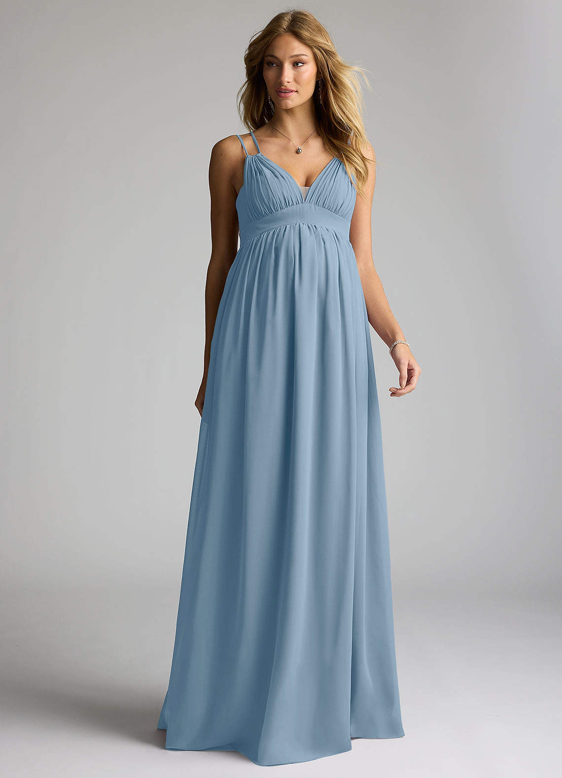 blue wedding dress tradition Light Blue Ruched Double Layered Maternity Maxi Dress