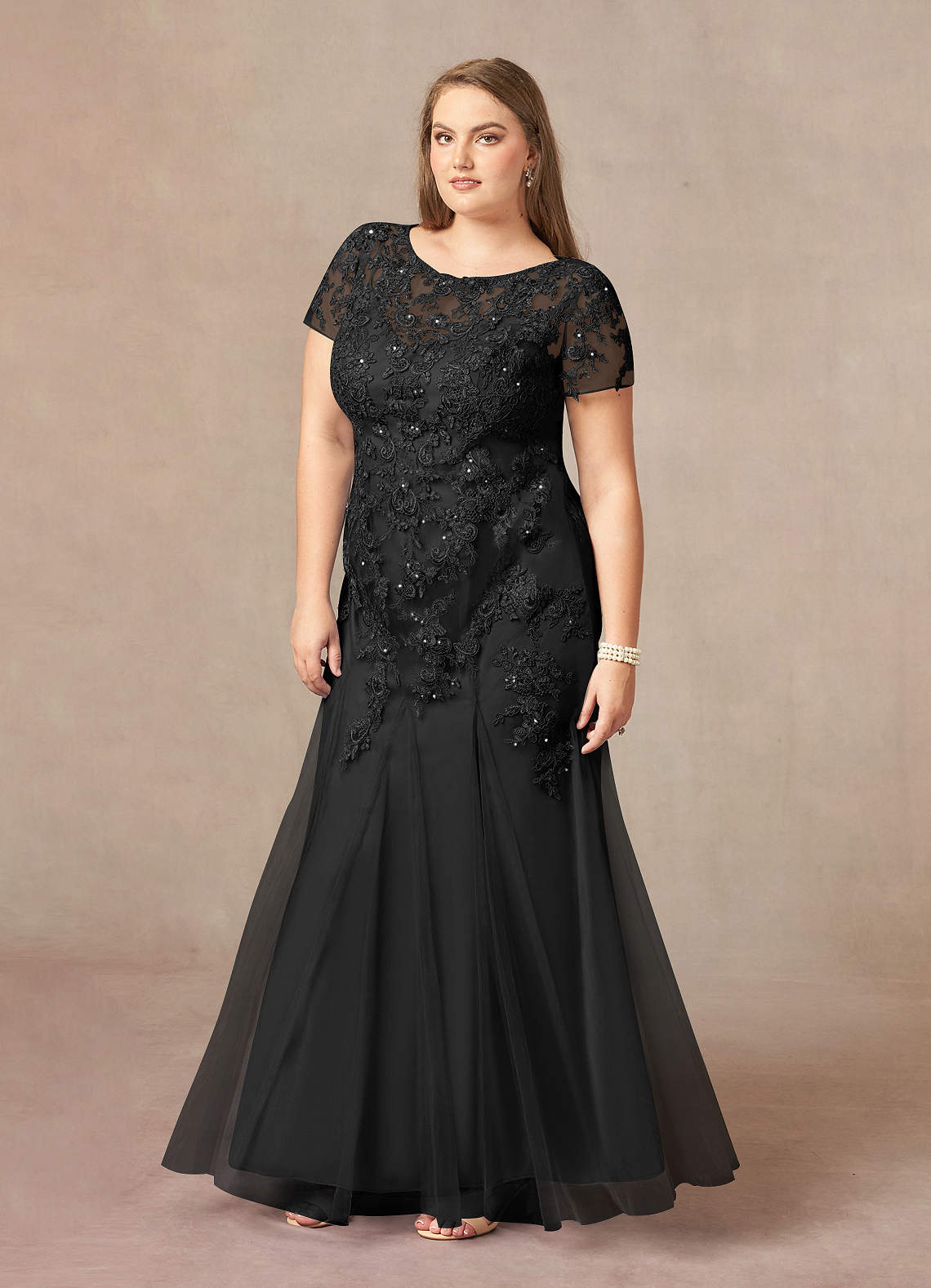 Azazie Laurie Black Mermaid Scoop Sequins Tulle Dress | Azazie