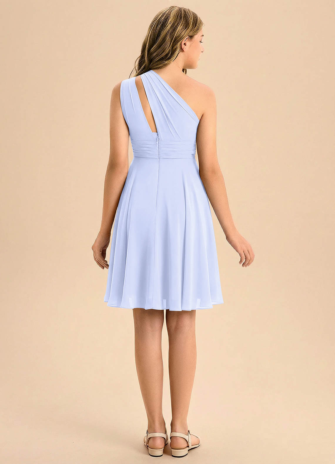 Azazie Charlize Junior Lavender A-Line Pleated Chiffon Dress image1
