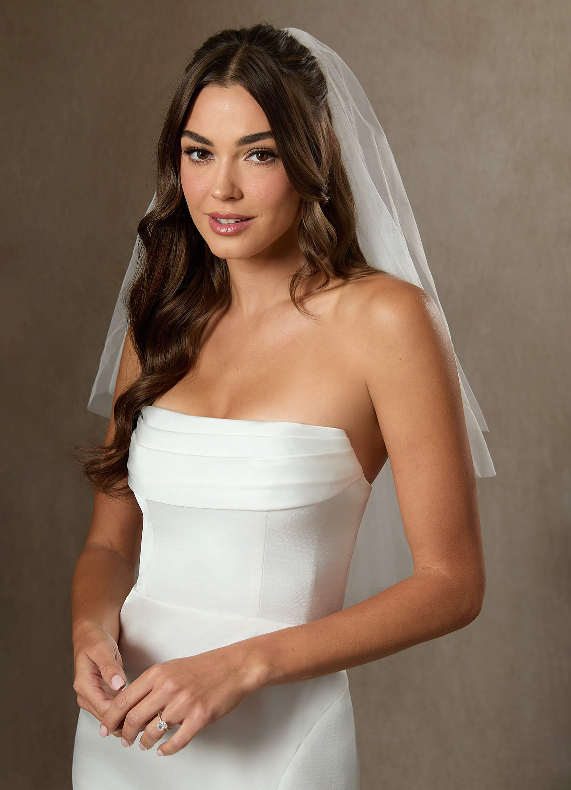 front Simple Waist Length Layered Veil