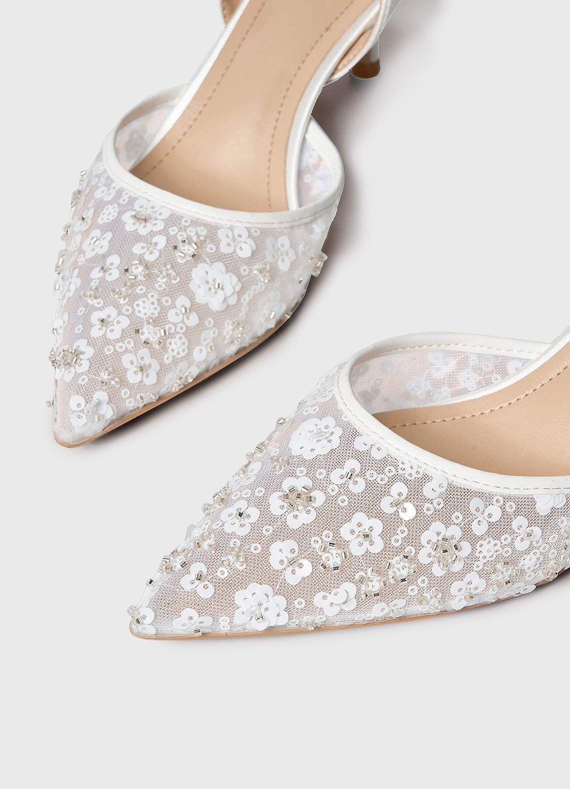 Ivory Hand Beaded 3D Flowers Bridal Shoes Azazie CA