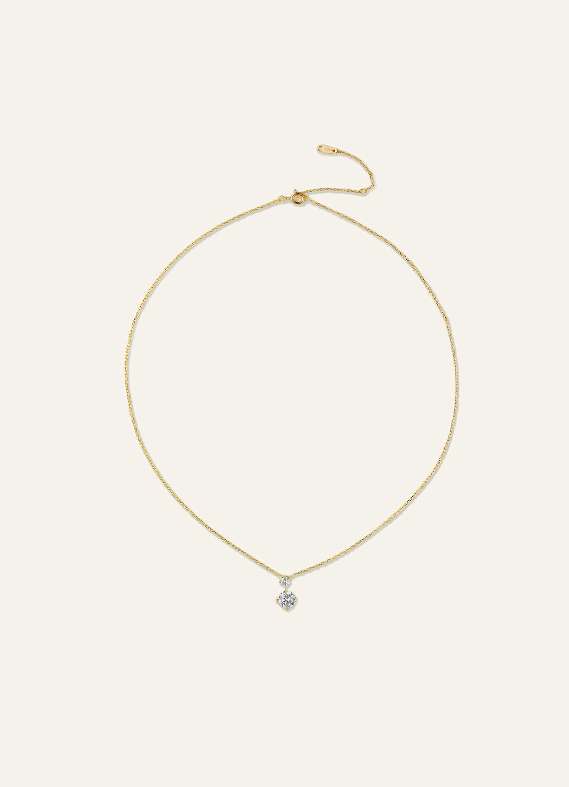 front 925 Sterling Silver Double Crystal Pendant Necklace