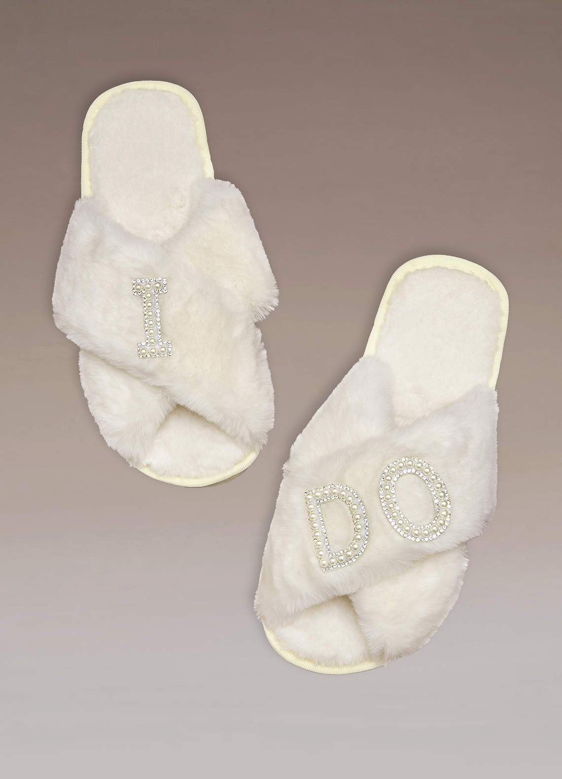 Sand Fuzzy Bride Slippers Azazie