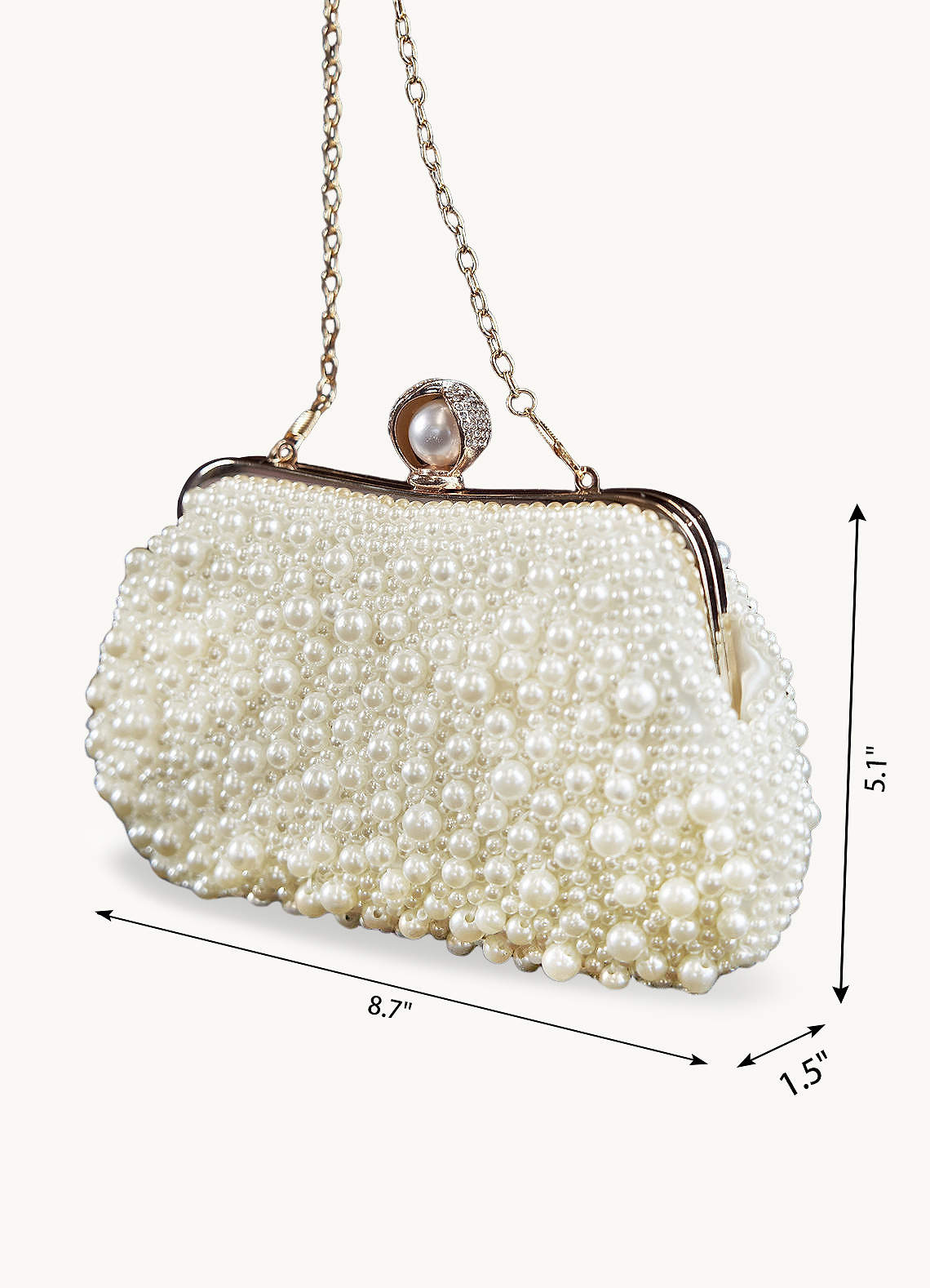 White Cream Pearl Hand Embellished Evening Clutch Bag Azazie