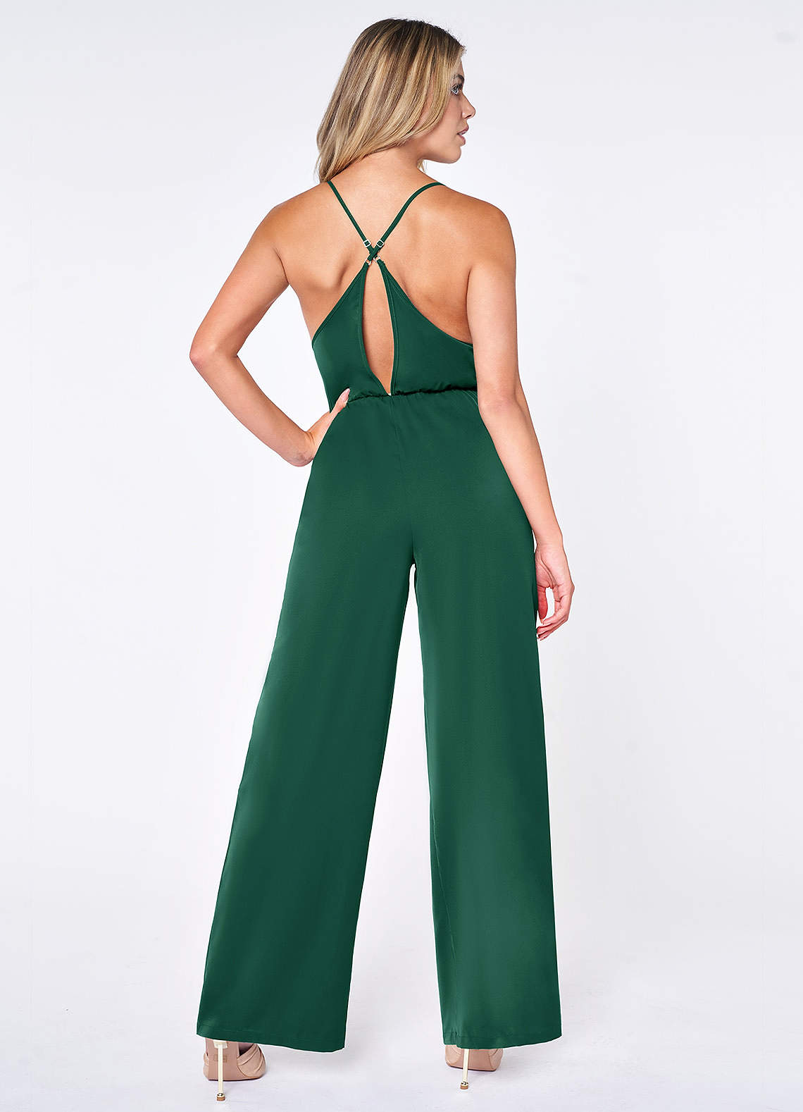 Dark Emerald Galena Dark Emerald Wide-Leg Jumpsuit Dresses | Azazie