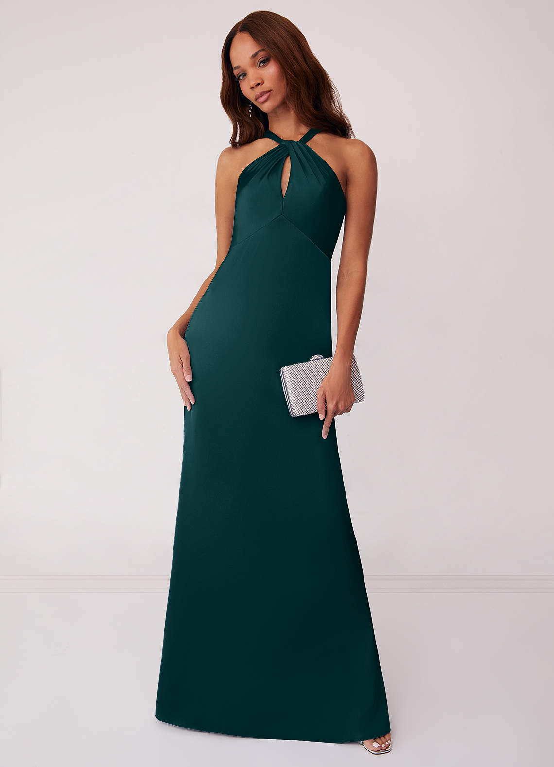 Barbie ♥ Azazie Bridesmaid Dresses Pine Sheath Stretch Satin Dress image1