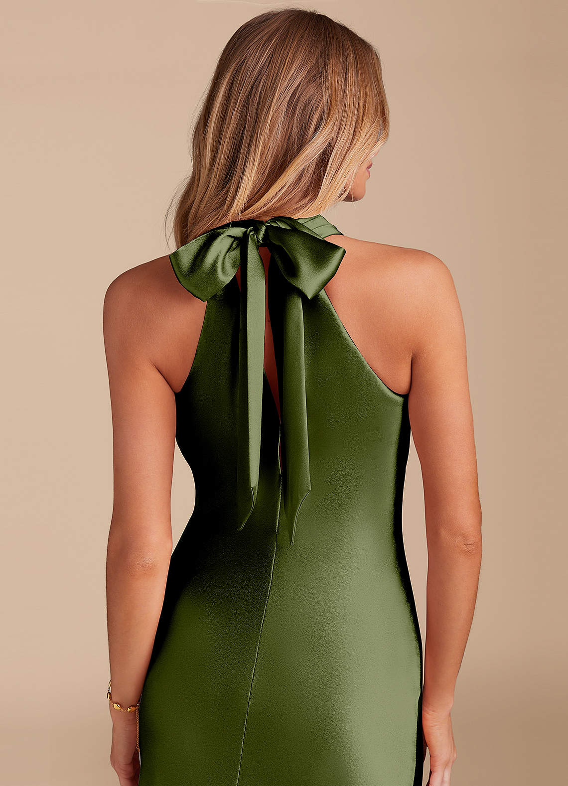 Azazie Doretta Klänningar att prova hemma Klä av Sjöjungfru i Metallisk satin Rosett Espresso image1