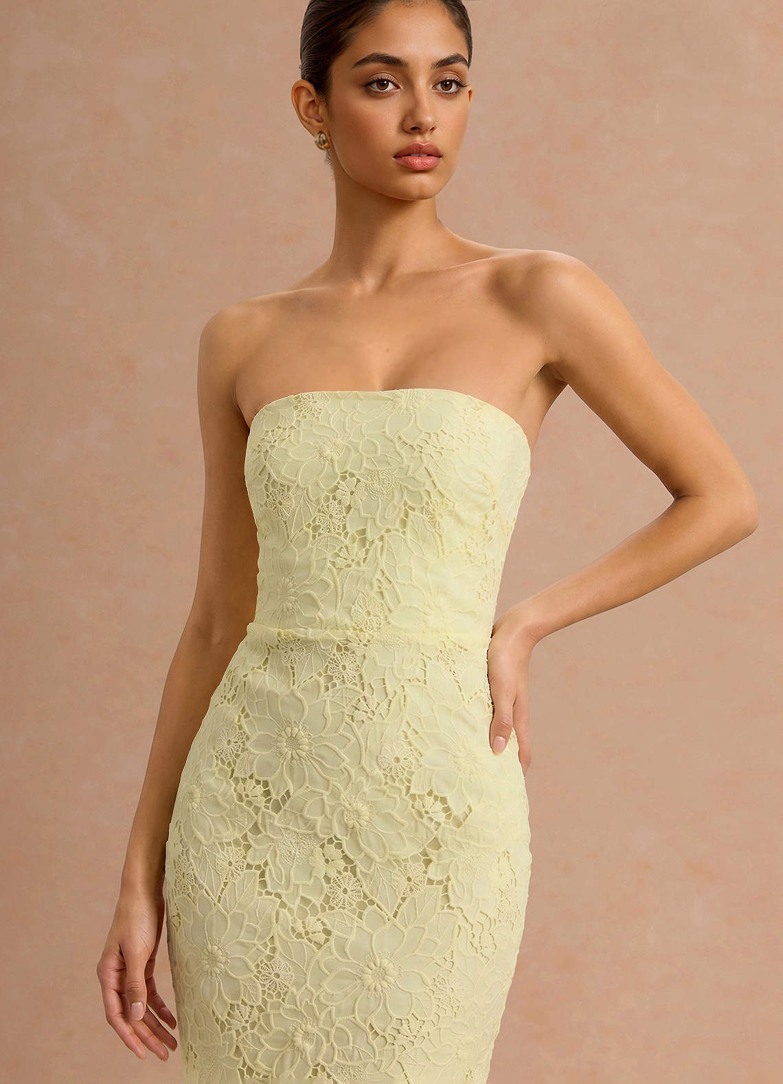 strapless open back dress Maxi Dress Yellow Long Dress Otoway Bodycon Maxi Dress Size 14 main image 1