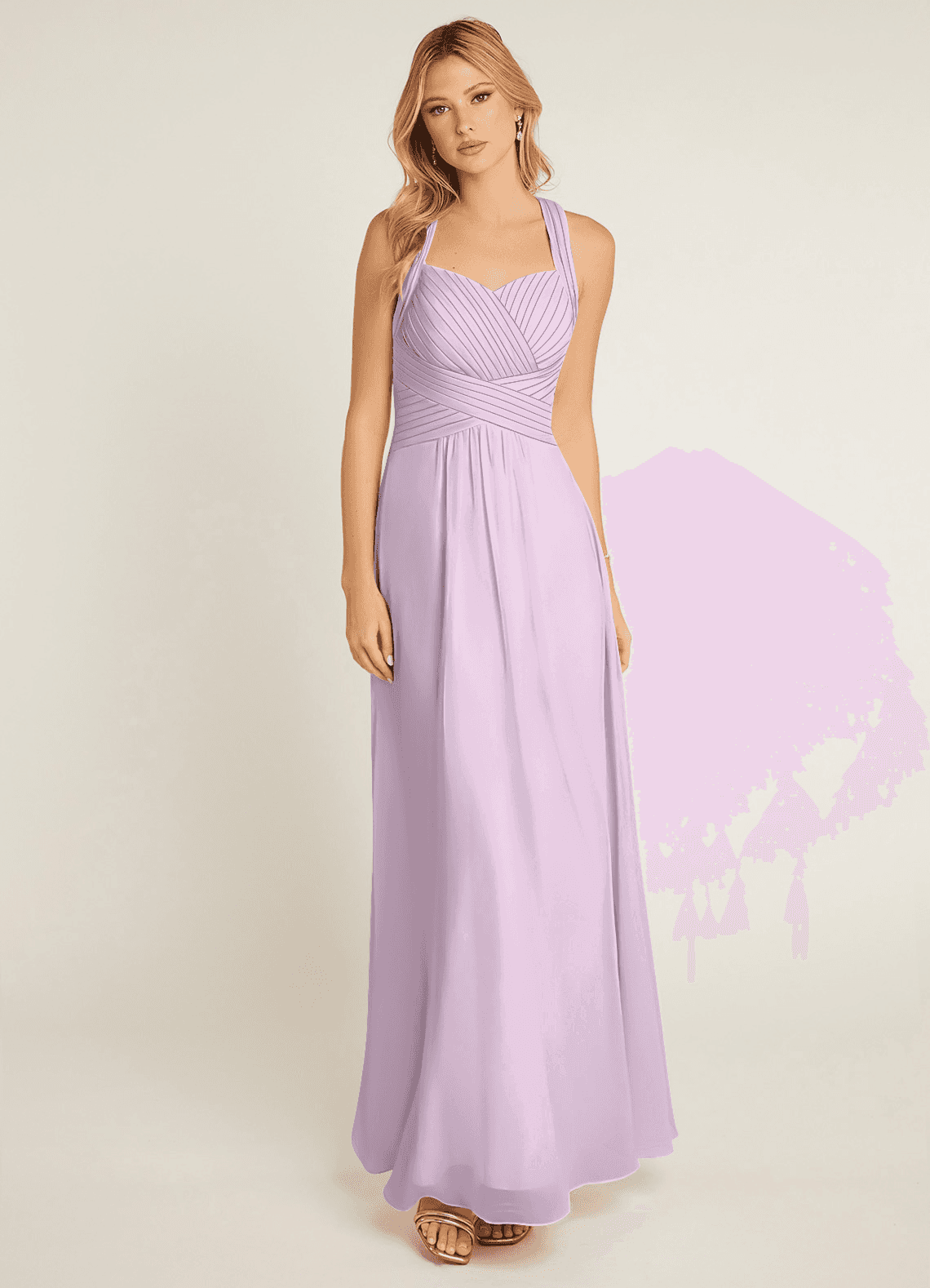 Azazie Claudia Bridesmaid Dresses Frosted Lilac A-Line Sweetheart Neckline Chiffon Dress image1
