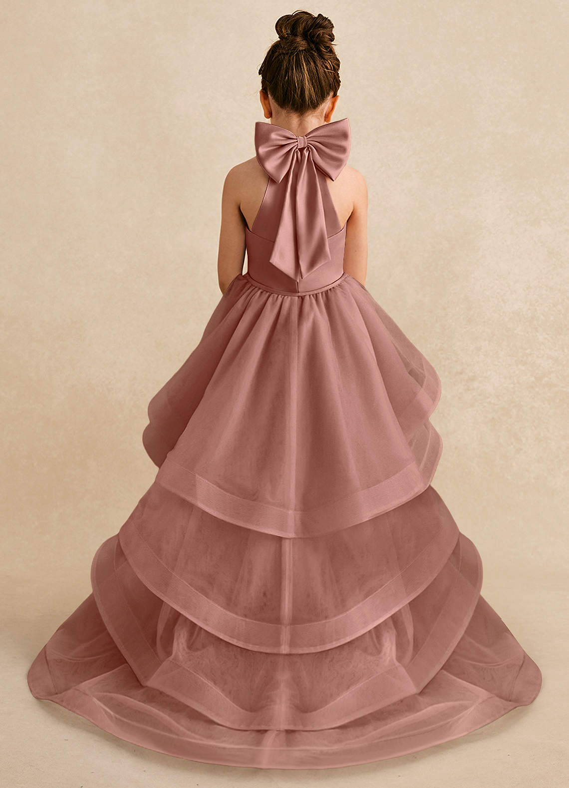 Azazie Bev Abiti da Ragazza di Fiori Abito A-Line in Tulle Convertibile Cedro Rosa image1