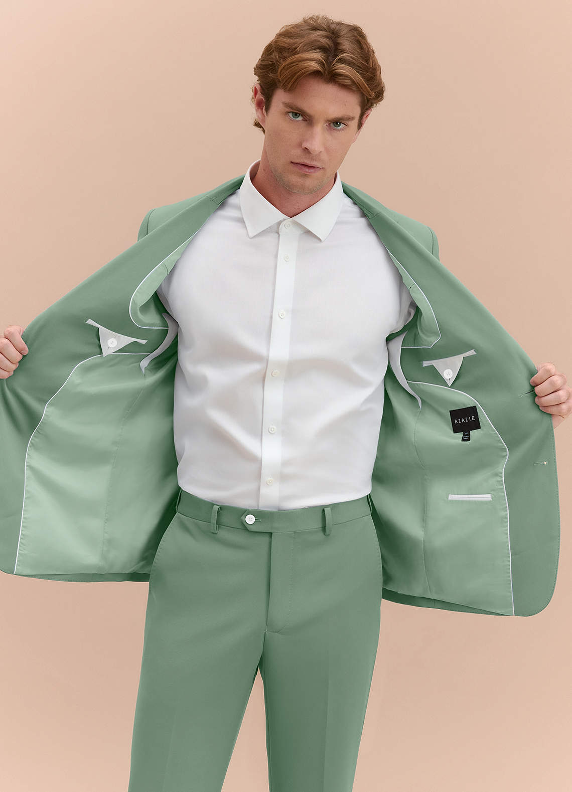 front James Matcha Structured Stretch Suit Jacket