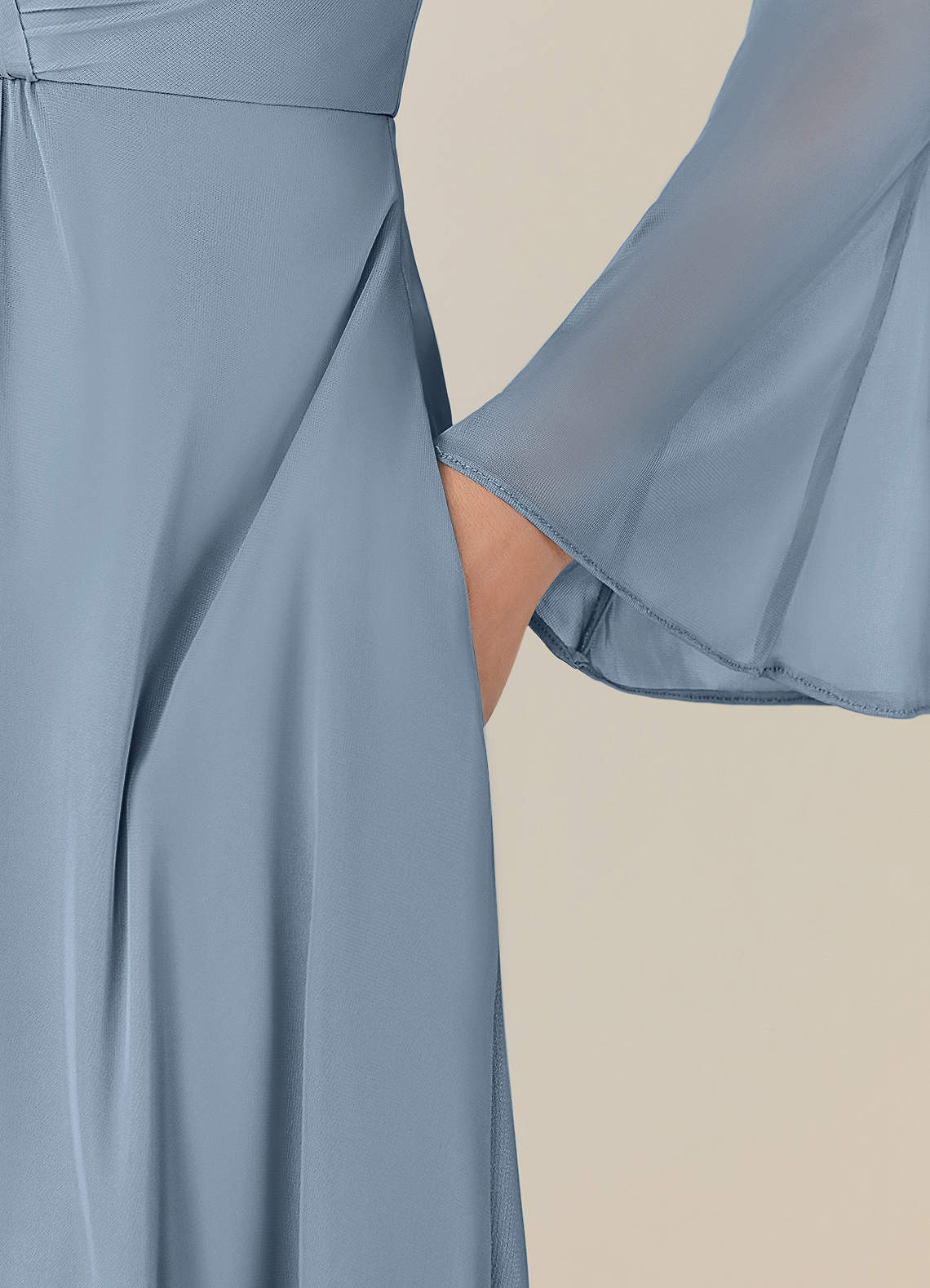 Azazie Teraso Mother of the Bride Dresses Dusty Blue A-Line Pleated Mesh Dress image7