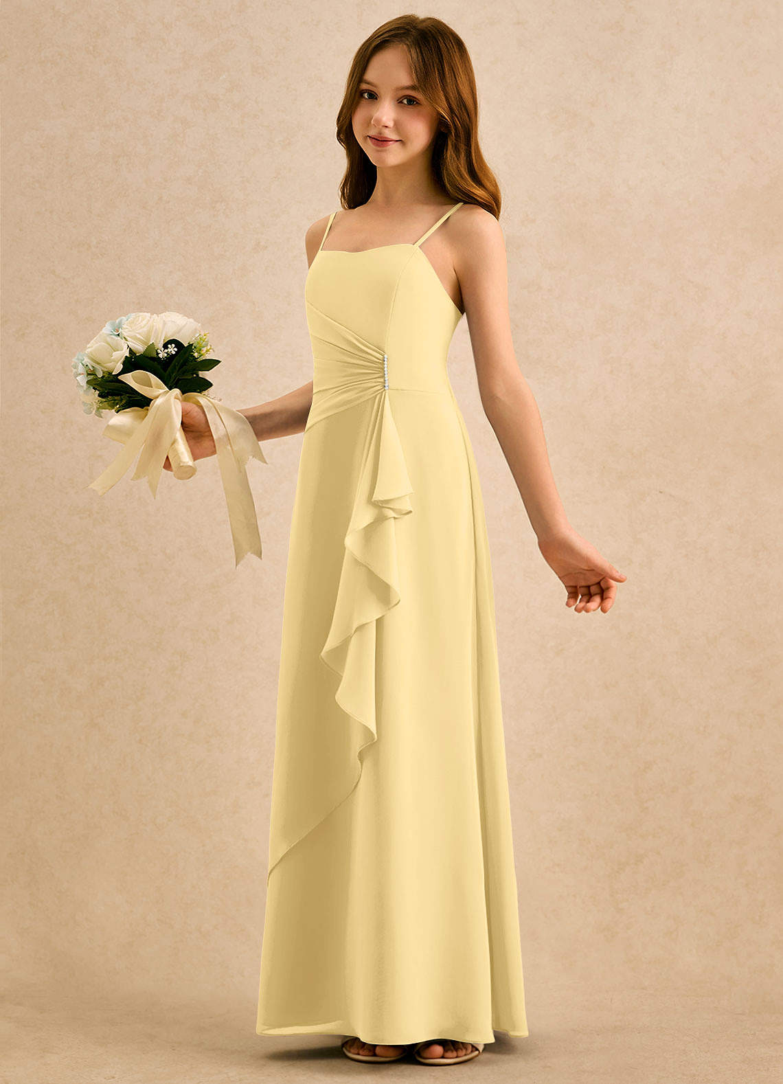 formal flower girl dresses Azazie A-Line/Princess Straight Floor-Length Chiffon purple flower girl dresses