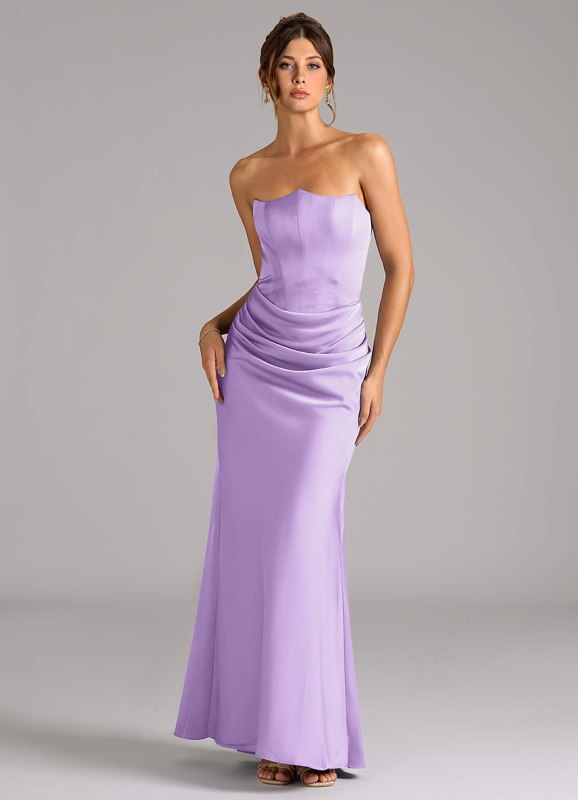 Azazie Debby Bridesmaid Dresses Lilac Mermaid Strapless Stretch Satin Convertible Dress image1